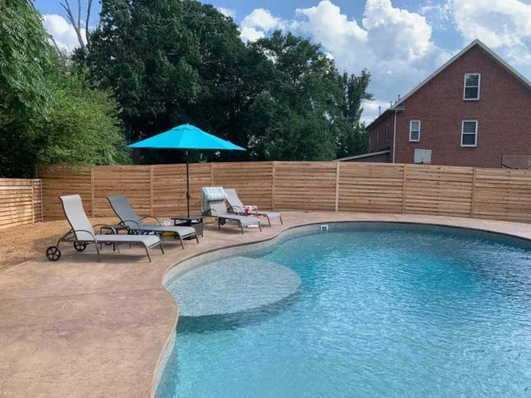 Wooden Privacy Fence Around Pool