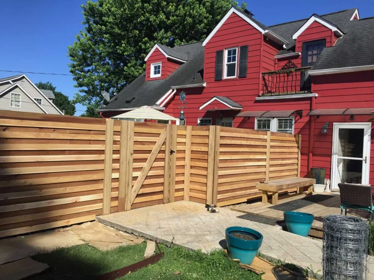 Wooden Privacy Fence Backyard Red House